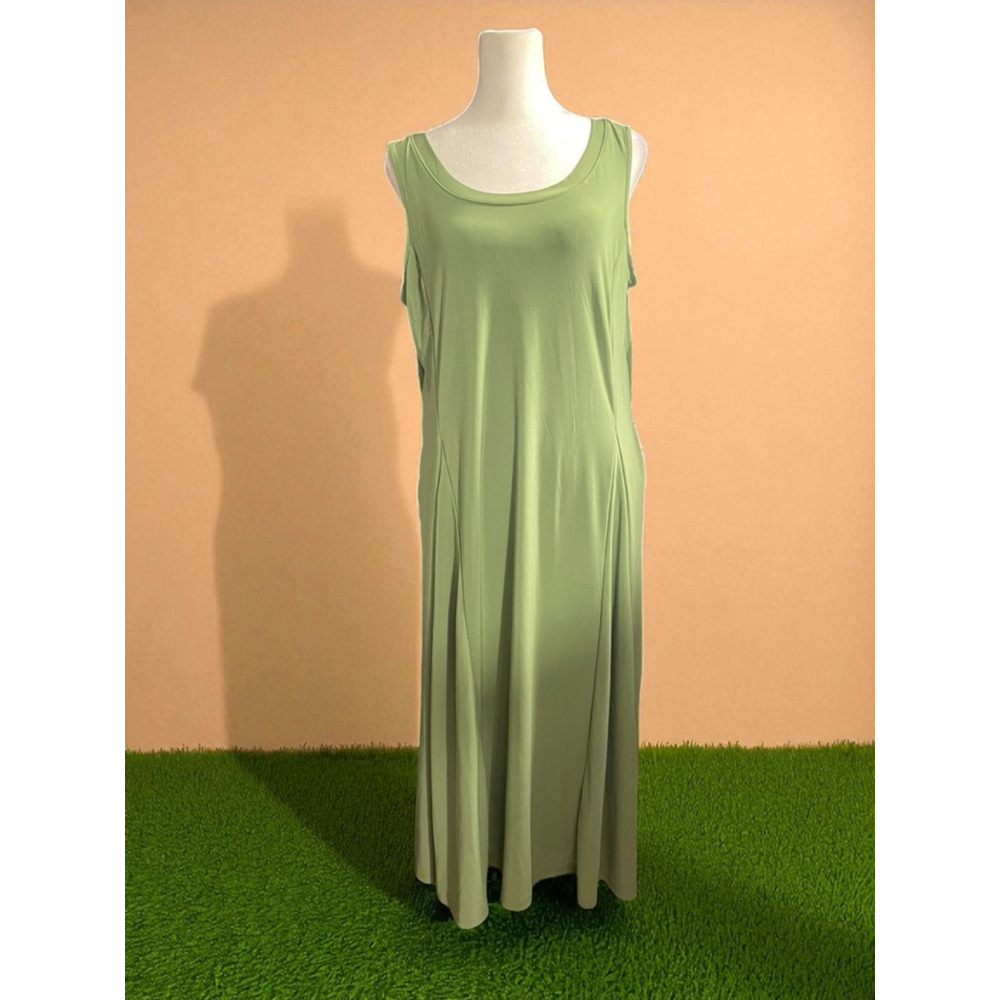 ATTITUDES by Renee Petite MP Sage Green sleeveless flowy stretchy Maxi Dress